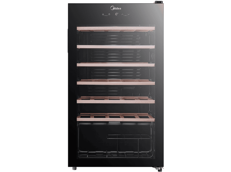 MIDEA MDRW150FGG22W CANTINETTA, 34 bottiglie, 6 ripiani, dimensoni: L 47 cm, A 84,5 P 44 temperatura massima 38 °C, minima 10 Nero, classe G MIDEA MDRW150FGG22W CANTINETTA, 34 bottiglie, 6 ripiani, dimensoni: L 47 cm, A 84,5 P 44 temperatura massima 38 °C, minima 10 Nero, classe G