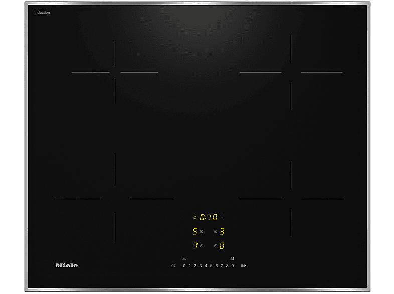 MIELE KM 7221 FR con Schuko PIANO COTTURA A INDUZIONE, 4 zone di cottura, dimensioni: L 62,6 cm, P 52,6 piano in Vetroceramica, Vetroceramica Nero
