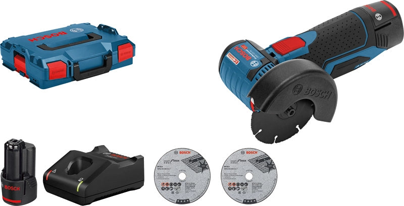 Mini smerigliatrice Bosch a batteria 12V d.76mm completa di batterie GWS 12V-76