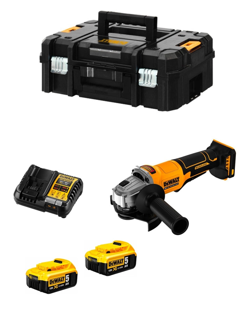 Mini-Smerigliatrice DeWALT DCG408P2T (2 x 5,0 Ah + DCB1104 + TSTAK II)
