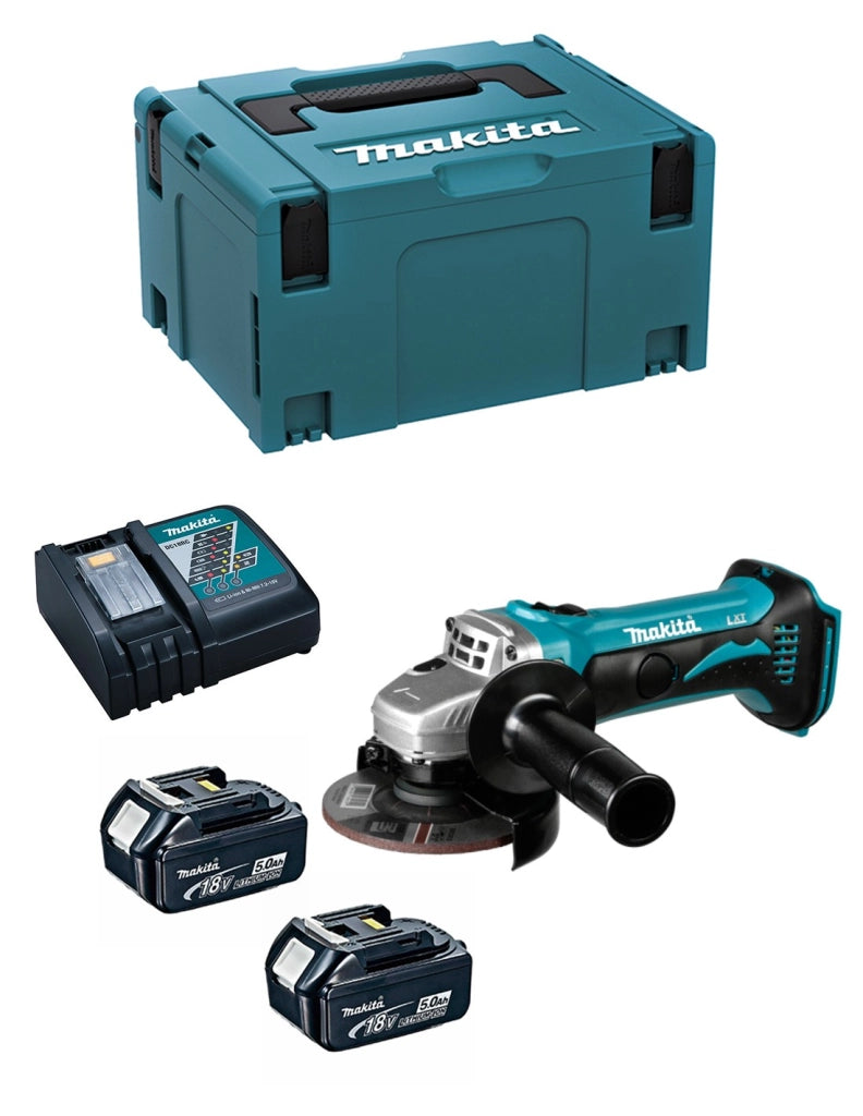 Mini-Smerigliatrice MAKITA DGA452RTJ (2 x 5,0 Ah + DC18RC + MAKPAC 3)