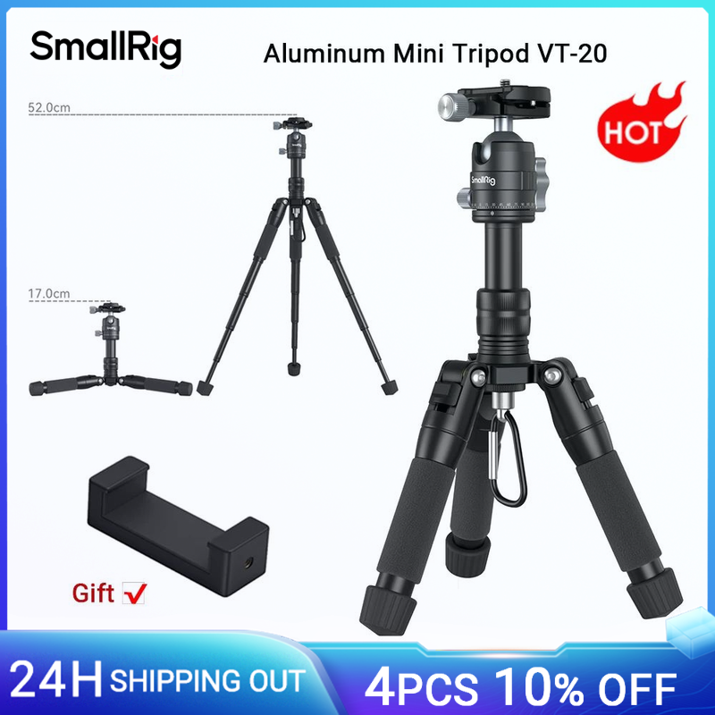 Mini treppiede in alluminio SmallRig VT-20 con testa a sfera a 360 ° per videocamera DSLR carico fino a 13lb/6kg -4289