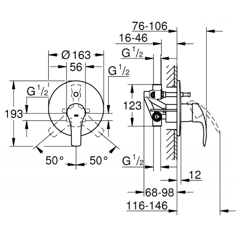 Miscelatore vasca doccia monocomando con deviatore-Grohe