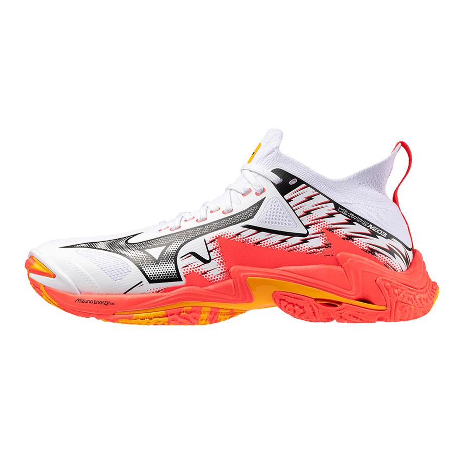 Mizuno Wave Lightning Neo 3 Daybreaker Pack Sneakers Unisex Bianco Corallo Fiammante Agrumi V1GA240298 40.5 white