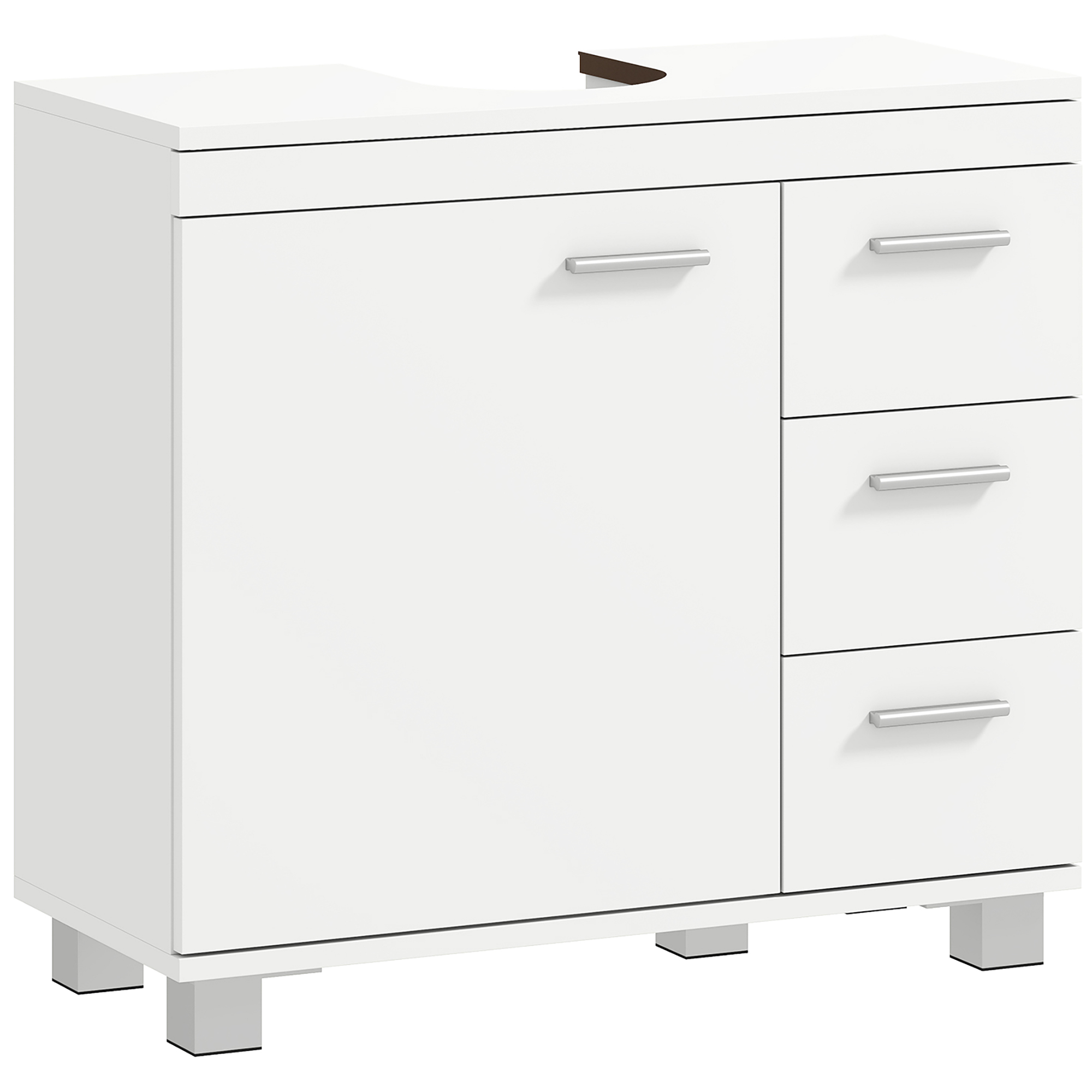 Mobiletto sottolavabo HOMCOM, mobile da bagno con 3 cassetti e anta con chiusura ammortizzata, armadietto da bagno sottolavabo