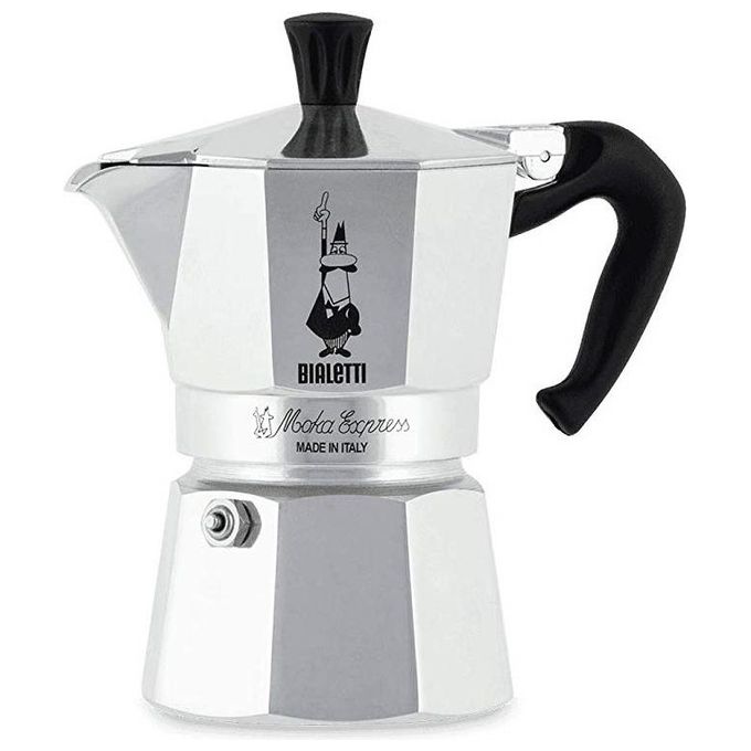 Moka Bialetti Express 1 Tazze, Manico anti scottatura, Adatta a piani cottura gas, 60 ml, Alluminio