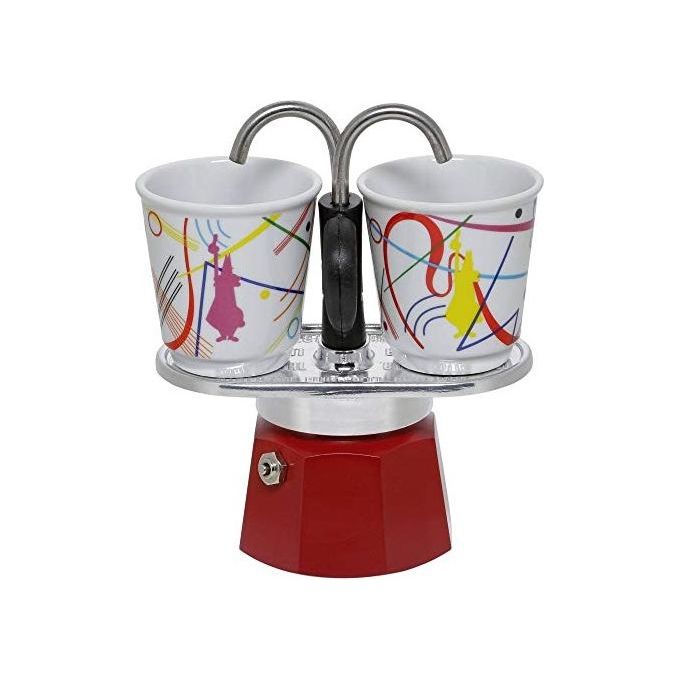 Moka Bialetti Set Mini 2 tazze Kandinsky, Adatta a piani cottura gas, Alluminio