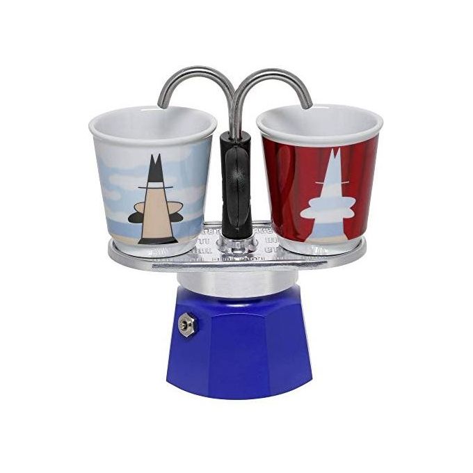 Moka Bialetti Set Mini 2 tazze Magrite, Adatta a piani cottura gas, Alluminio