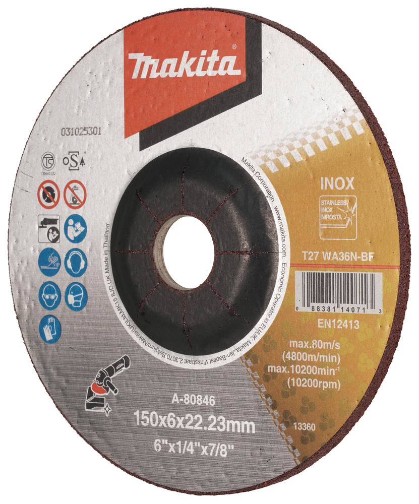 Mola Abrasiva In Acciaio Inox Makita 150x6x22,23mm A-80846 Mola Abrasiva In Acciaio Inox Makita 150x6x22,23mm A-80846