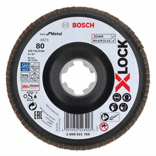 Mole Abrasive Lamellari Bosch X-lock Best For Metal System Ø 125 Mm, G 80, X571, Versione Angolata, Plastica 2608621769 Mole Abrasive Lamellari Bosch X-lock Best For Metal System Ø 125 Mm, G 80, X571, Versione Angolata, Plastica 2608621769