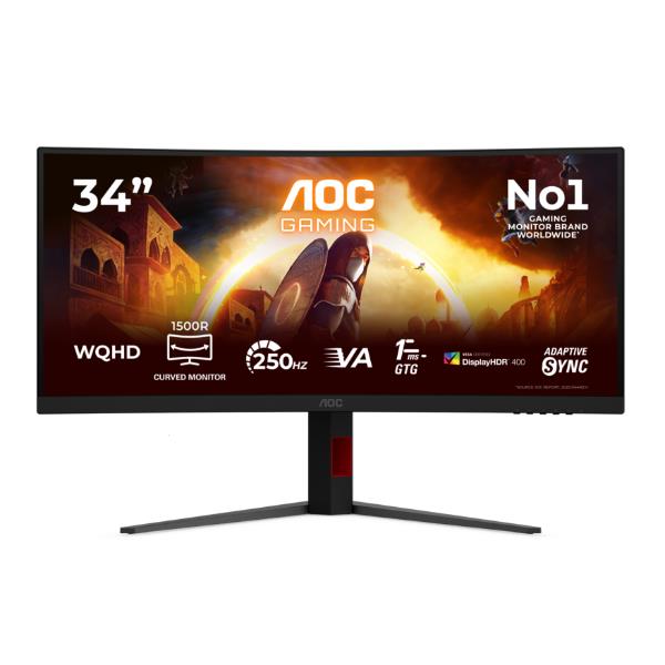 Monitor 34" ( LED 3440x1440 UWQHD 250Hz ) Curvo Black e Red CU34G4ZCA