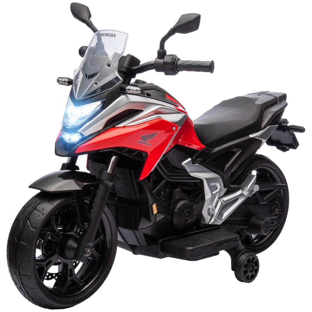 Moto Elettrica per Bambini Licenza Honda con Fari e Rotelle Rosso
