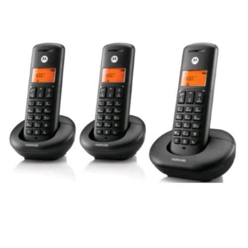 Motorola e203 telefono cordless dect trio con 3 portatili vivavoce tasto non disturbare blocco chiamate nero
