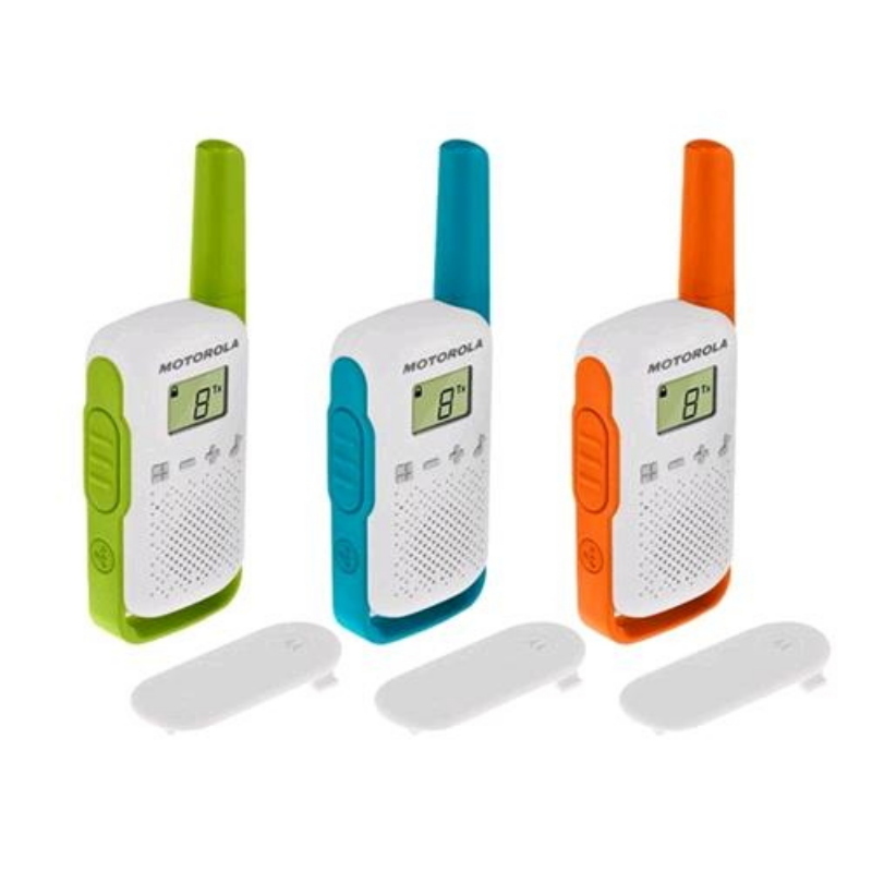 Motorola talkabout t42 walkie talkie 16 canali 4.000mt conf. 3 pz. verde/arancione/bianco