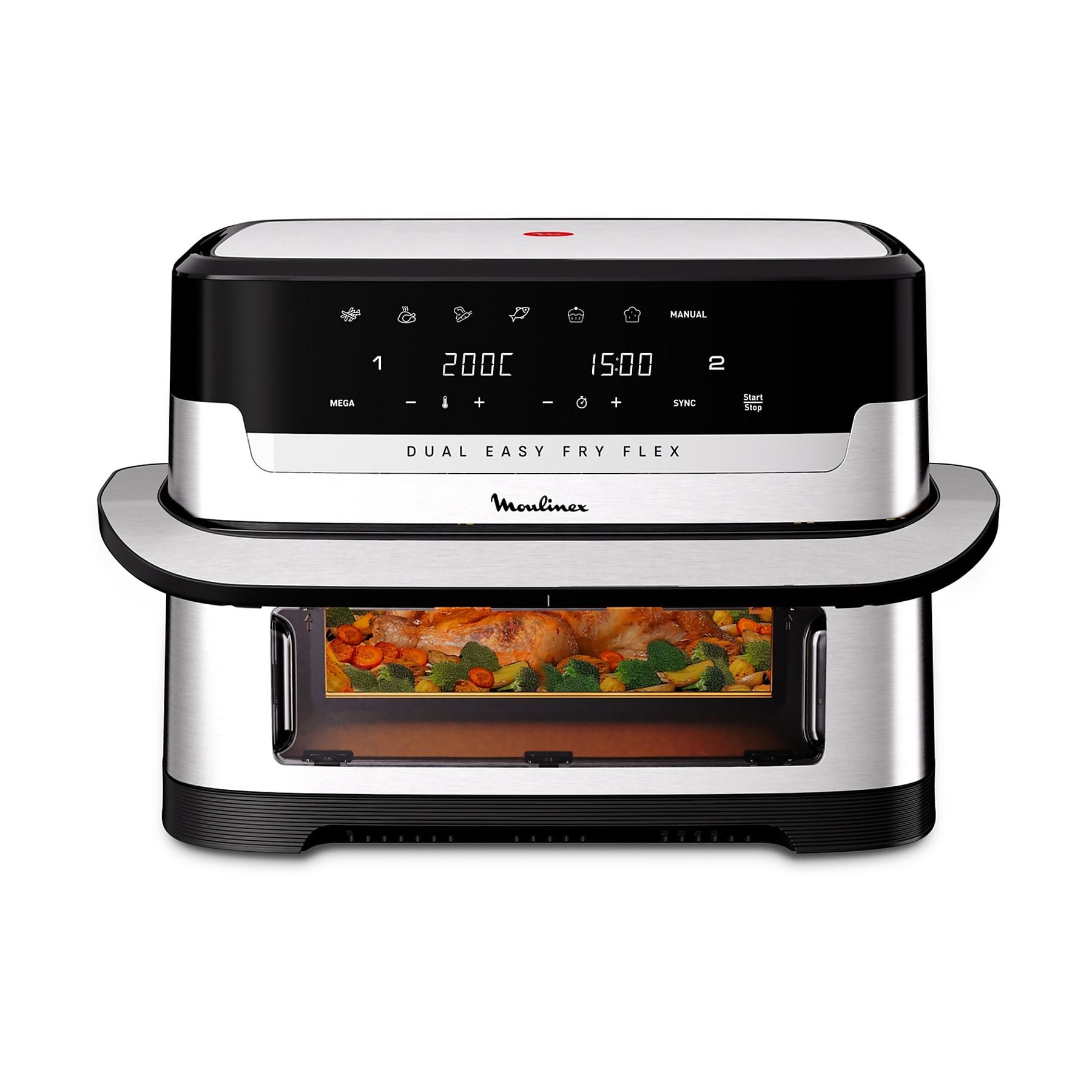 MOULINEX Dual Easy Fry FLex EZ922D FRIGGITRICE AD ARIA, capacità 9 l, Max potenza 2700 W, Acciaio inox