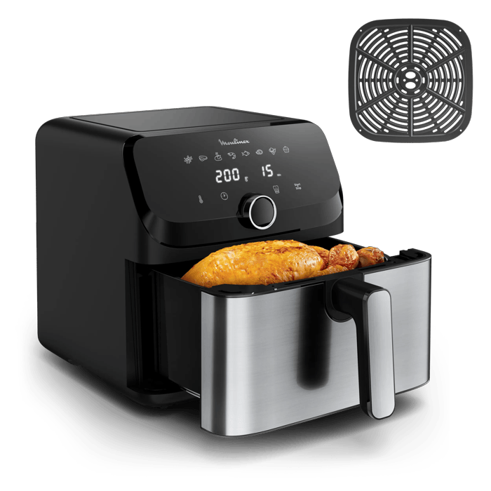 MOULINEX EasyFry Mega Inox EZ855D FRIGGITRICE AD ARIA, capacità 7,5 l, Max potenza 1700 W, Nero e acciaio