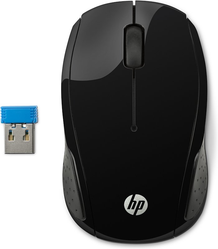 MOUSE WIRELESS HP 200, Collegamento Wireless, Ingresso: Otticamente a mezzo LED, Risoluzione max 1000 dpi, Nero