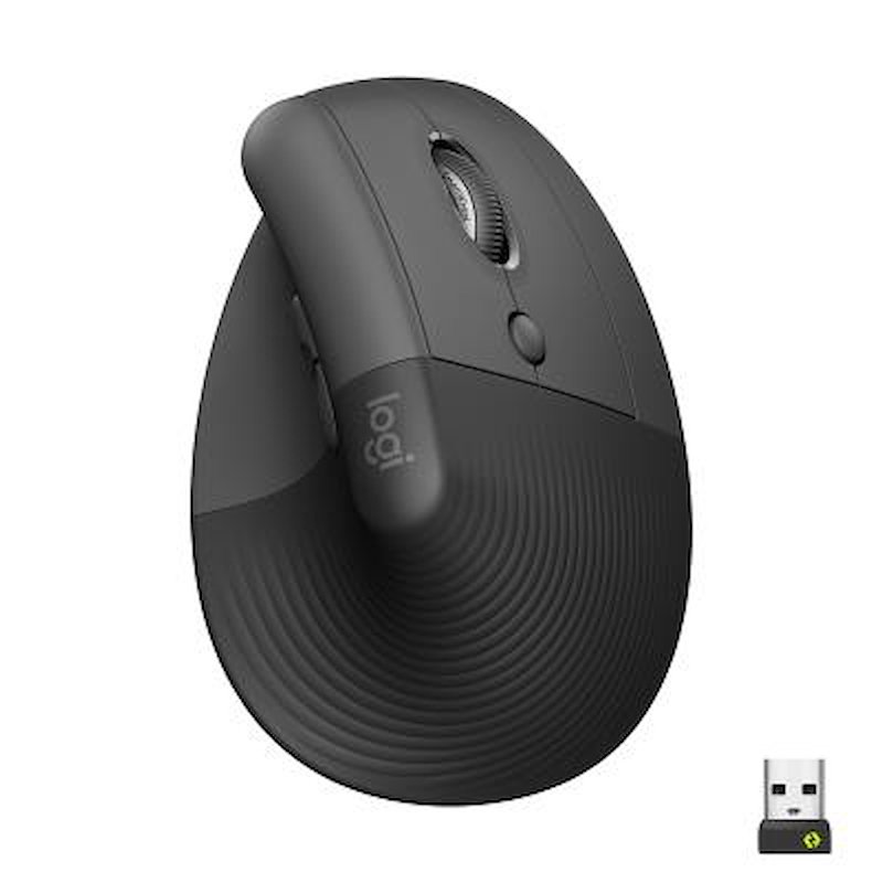 MOUSE WIRELESS LOGITECH LIFT VERTICAL, Collegamento Bluetooth, Ingresso: Otticamente a diodi laser, Scrolling 4 direzioni, Risoluzione max 4000 dpi, forma ergonomica, GRIGIO