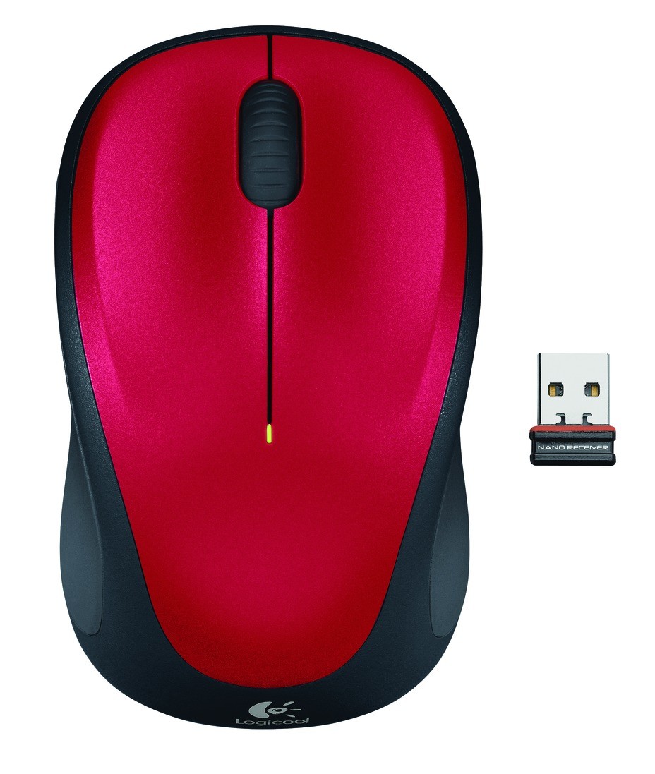 MOUSE WIRELESS LOGITECH M235 RED, Collegamento Wireless, Ingresso: Otticamente a diodi laser, Scrolling 2 direzioni, Risoluzione max 1000 dpi, forma ergonomica, Rosso