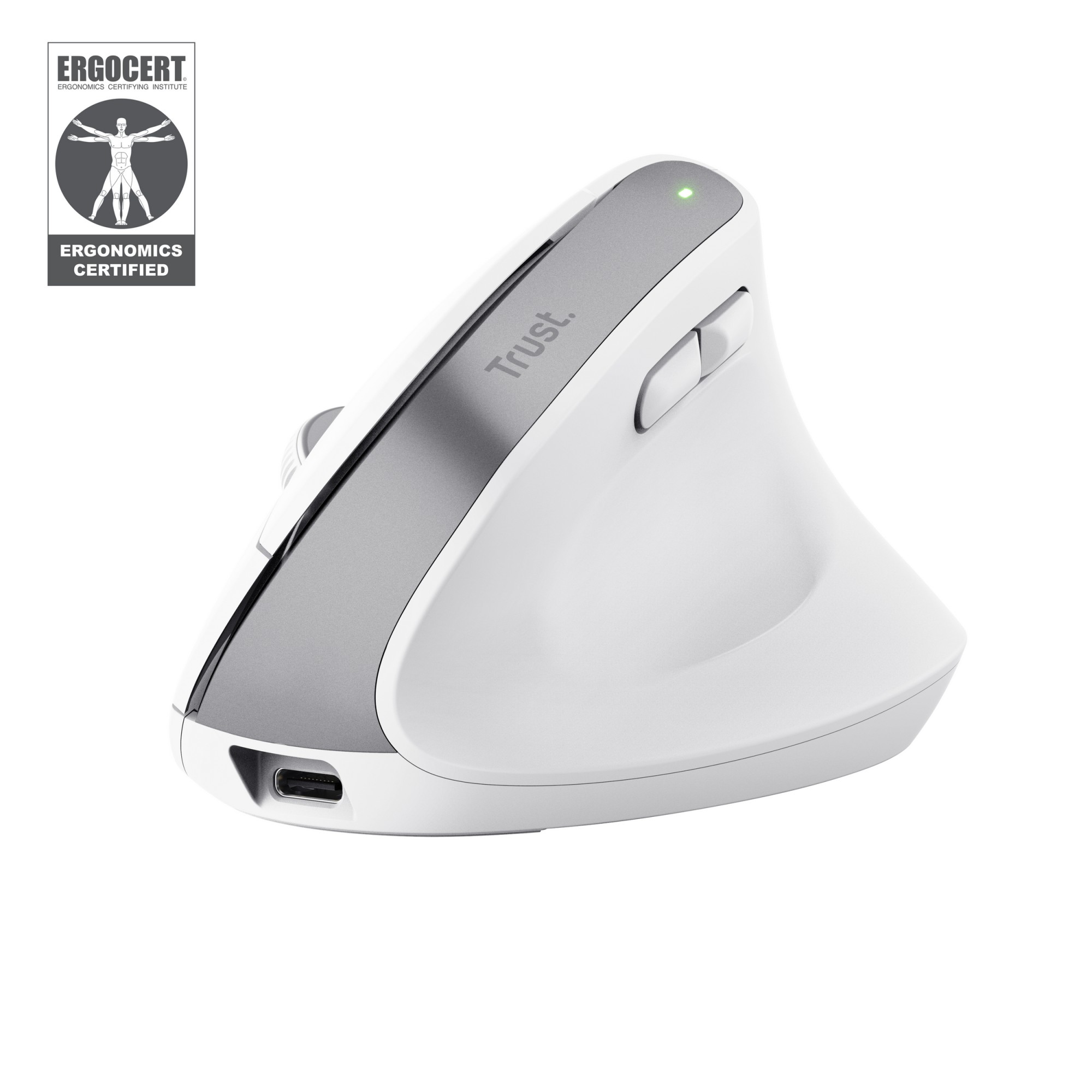 MOUSE WIRELESS TRUST BAYO+ ERG WRLS MOUSE, Collegamento Wireless, Ingresso: Otticamente a diodi laser, Scrolling 2 direzioni, Risoluzione max 2400 dpi, forma ergonomica, White