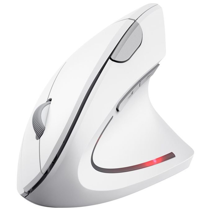 MOUSE WIRELESS TRUST VERTO WRLS ERGO MOUSE, Collegamento Wireless, Ingresso: Otticamente a mezzo LED, Scrolling 2 direzioni, Risoluzione max 2400 dpi, forma ergonomica, White