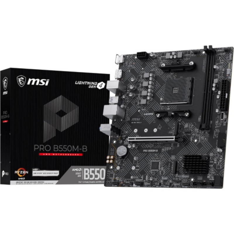Msi mb b b550,am4,2ddr4,1pci-ex16,2m.2,4sata3,7usb 5g(6a+1c),6 usb 2.0,hd audio,gb lan