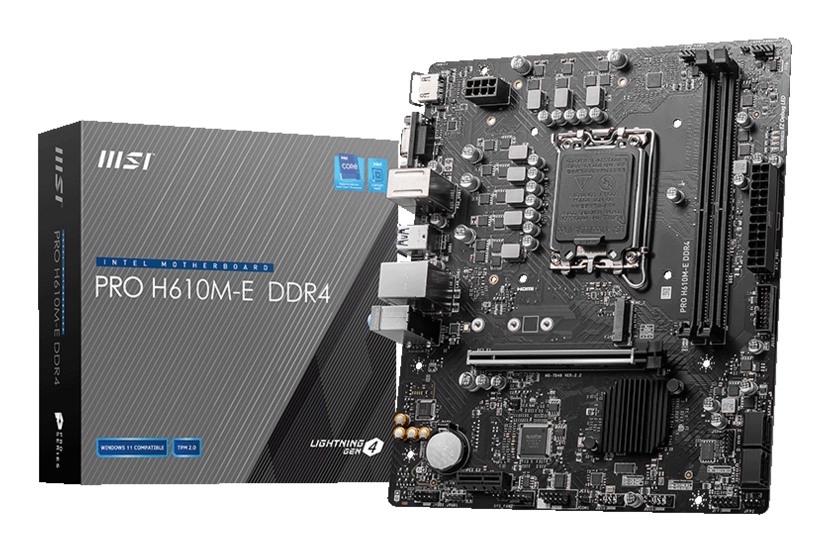 Msi Mb H610 Pro H610M-E Ddr4 Lga 1700 2Ddr4 1Pci-Ex16 1Pci-Ex1 1M.2 4Sata3