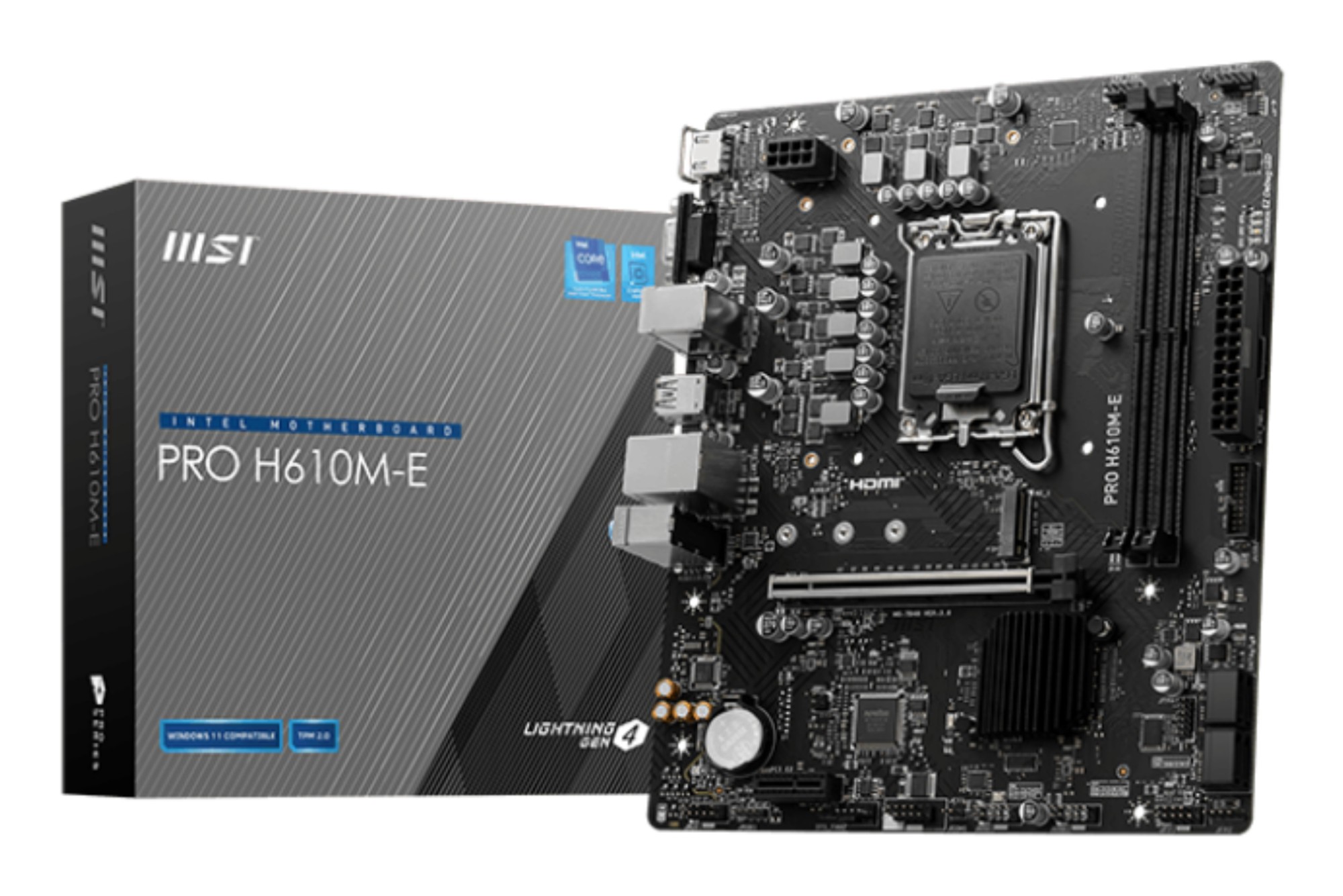 Msi Mb H610 Pro H610M-E Ddr5 Lga 1700 2Dd54 1Pci-Ex161Pci-Ex11M.2 Gen44Sata3.04Usb3.2Gen18U