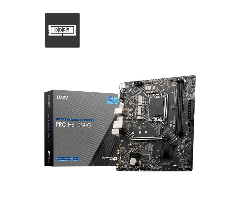 Msi Mb H610 Pro H610M-G Ddr5 Lga 1700 2Ddr51Pci-Ex161Pci-Ex12M.2 4Sata3
