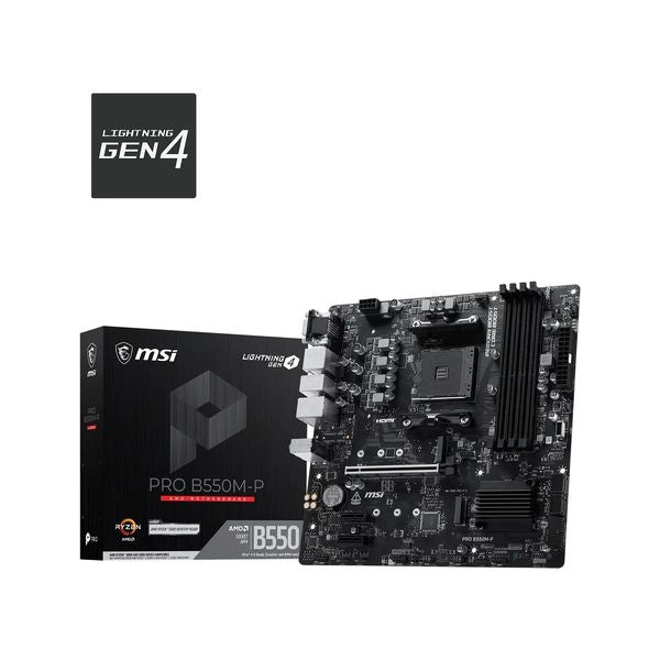 Msi mb pro b550m-p,b550,am4,4ddr4,1pci-ex16,2pci-ex1, 2m.2,4sata3,7usb3.2 gen1,6usb2.0,hd - 911-7C95-201