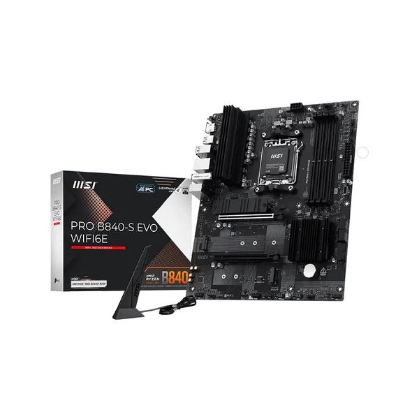 Msi mb pro b840-s evo wifi6e,b840,am5,4ddr5,2pci-ex16,3m.2,4sata3,2usb10g,5usb5g,hd audio,2.5gb