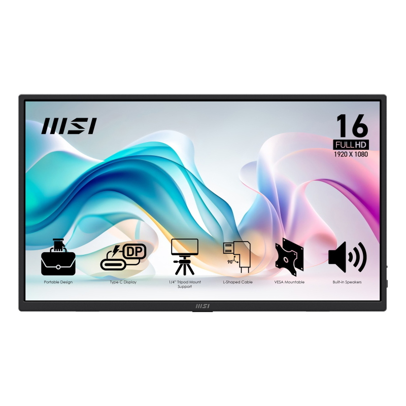 Msi pro mp165de e6 tv e monitor portatile nero 39,6 cm (15.6) led 1920 x 1080 pixel