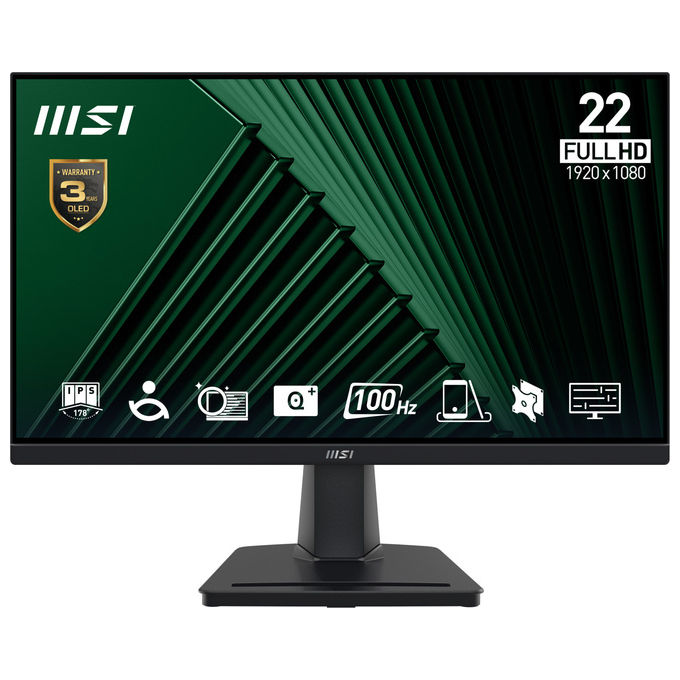 MSI PRO MP225V Monitor PC 21.4'' Full HD VA 100Hz 4ms HDMI VGA VESA colore Nero MSI PRO MP225V Monitor PC 21.4'' Full HD VA 100Hz 4ms HDMI VGA VESA colore Nero