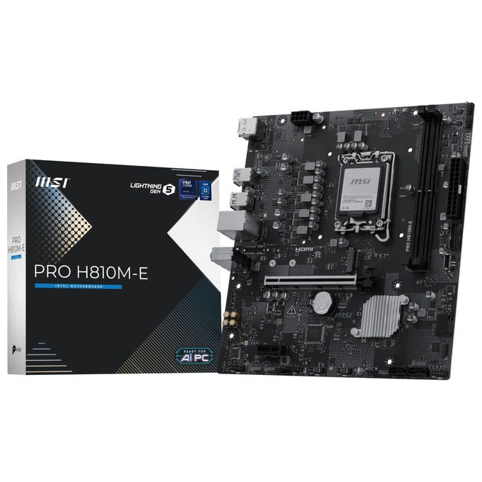 MSI scheda madre PRO H810M-E mATX Intel LGA1851 DDR5 6400 MT-s PCIe 5.0 x16 M.2 Gen4 2.5G LAN MSI scheda madre PRO H810M-E mATX Intel LGA1851 DDR5 6400 MT-s PCIe 5.0 x16 M.2 Gen4 2.5G LAN