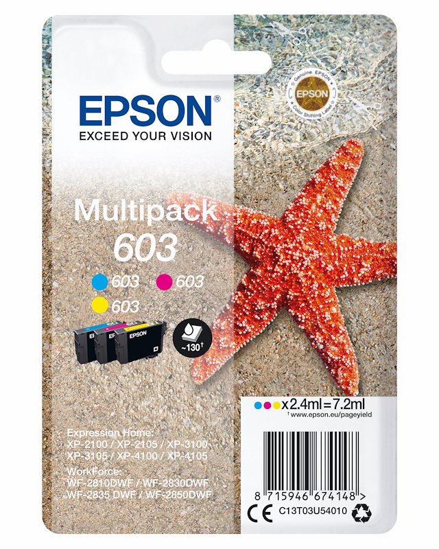 Multipack 3 cartucce EPSON Stella marina 603 Giallo, Ciano, Magenta