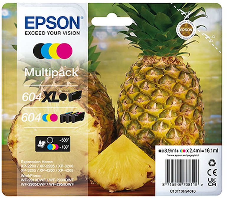Multipack 4 cartucce EPSON Ananas 604 Nero XL, Giallo, Ciano, Magenta