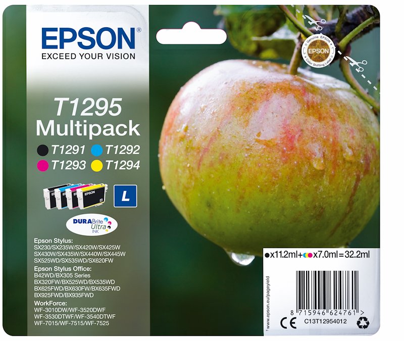 Multipack 4 cartucce EPSON Mela T1295 Nero, Giallo, Ciano, Magenta