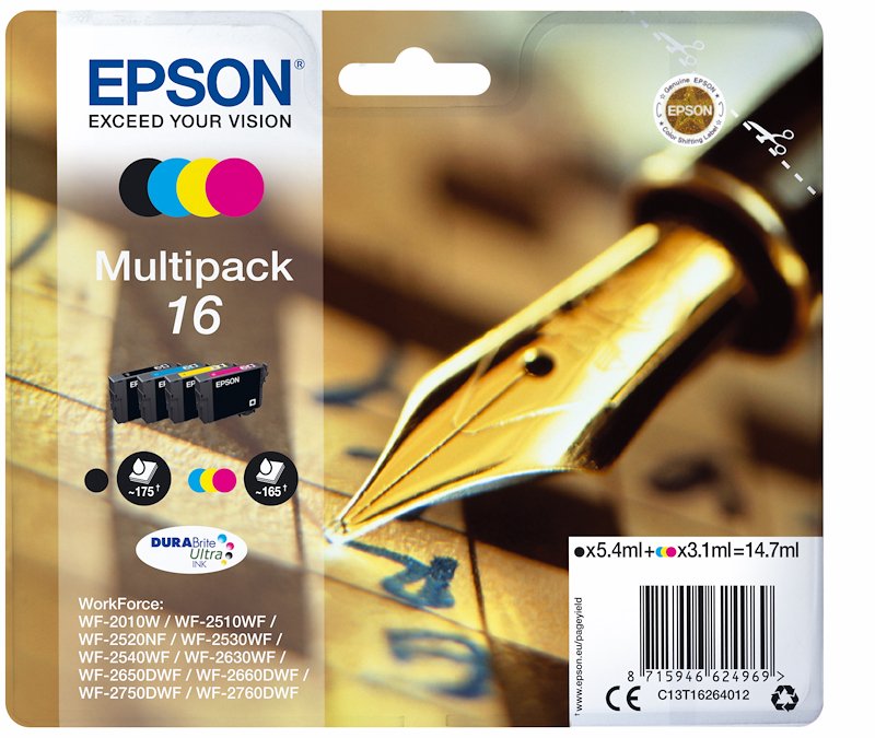 Multipack 4 cartucce EPSON Penna cruciverba 16 Nero, Giallo, Ciano, Magenta