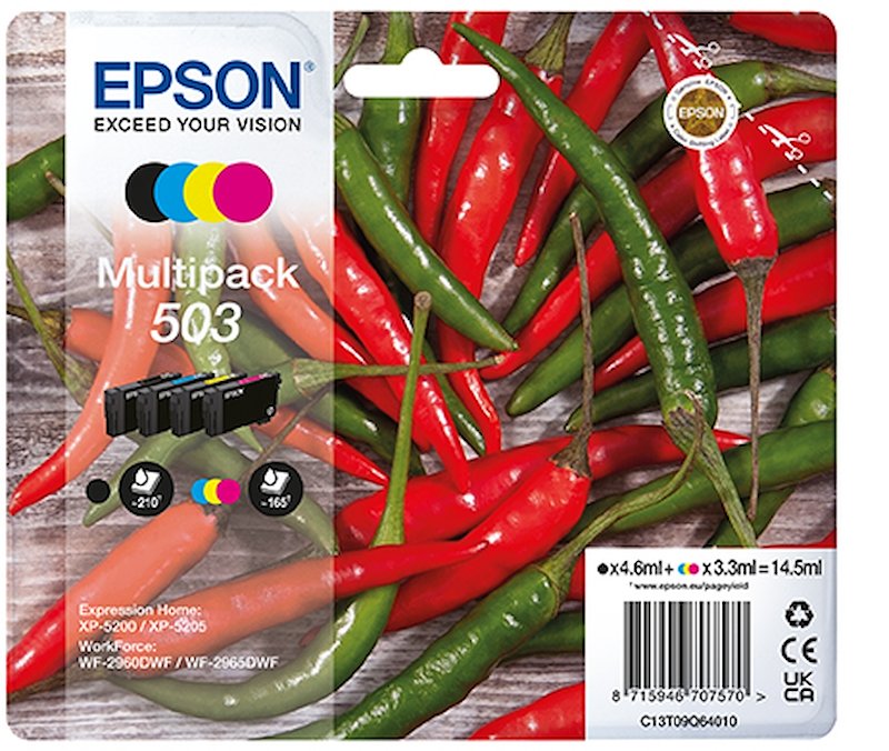 Multipack 4 cartucce EPSON Peperoncino 503 Nero, Giallo, Ciano, Magenta