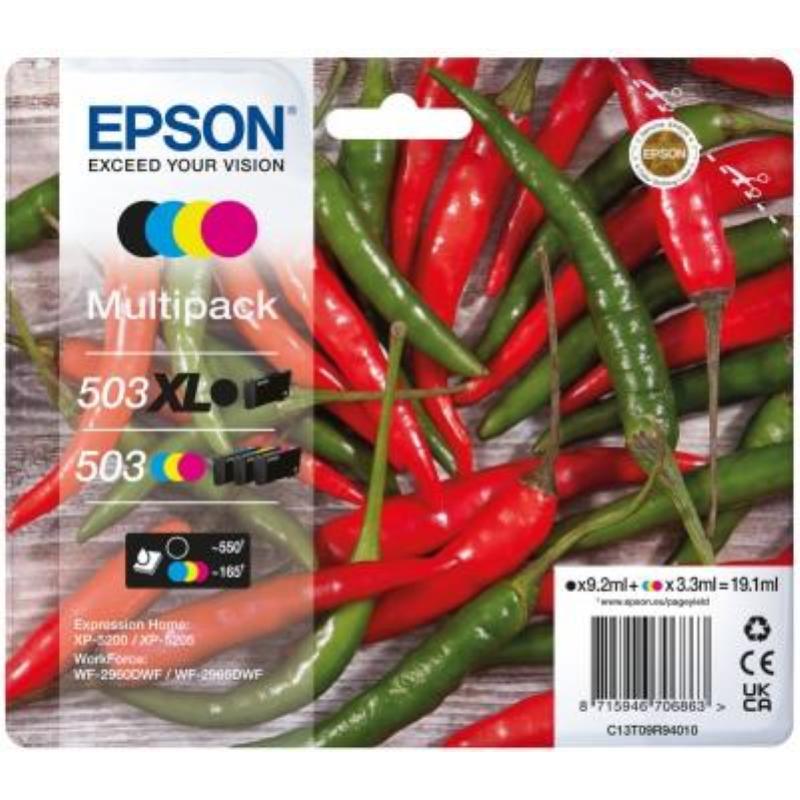 Multipack 4 cartucce EPSON Peperoncino 503 Nero XL, Giallo, Ciano, Magenta