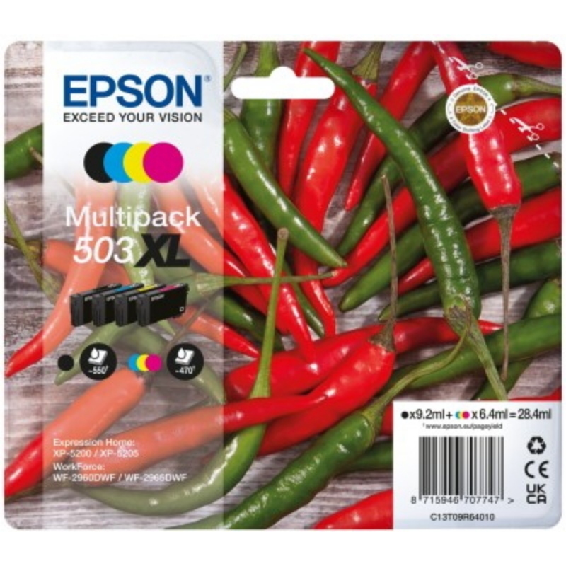 Multipack 4 cartucce EPSON Peperoncino 503XL Nero, Giallo, Ciano, Magenta