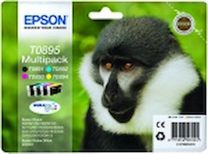 Multipack 4 cartucce EPSON Scimmia T0895 Nero, Giallo, Ciano, Magenta