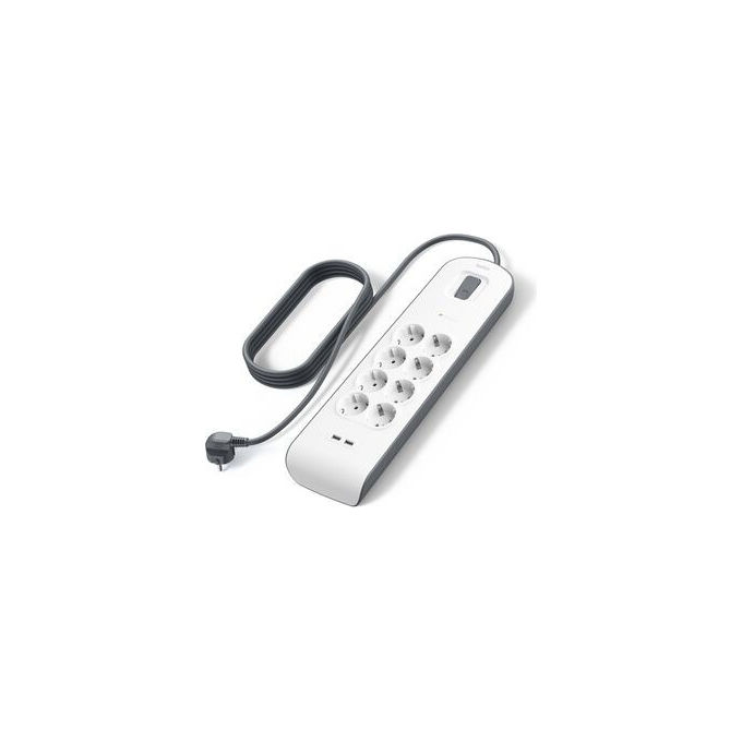 Multipresa Filtrata BELKIN Protezione dalle sovratensioni con 8 prese, cavo da 2 metri e porte USB-A