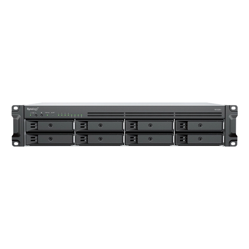 Nas synology rs1226+ x 8hd 3.5/2.5sata-no hd-rack-quadcore 2.2ghz-ddr4 4gb ecc-2p rj45 2.5gbe-2p usb3.2+1p esata