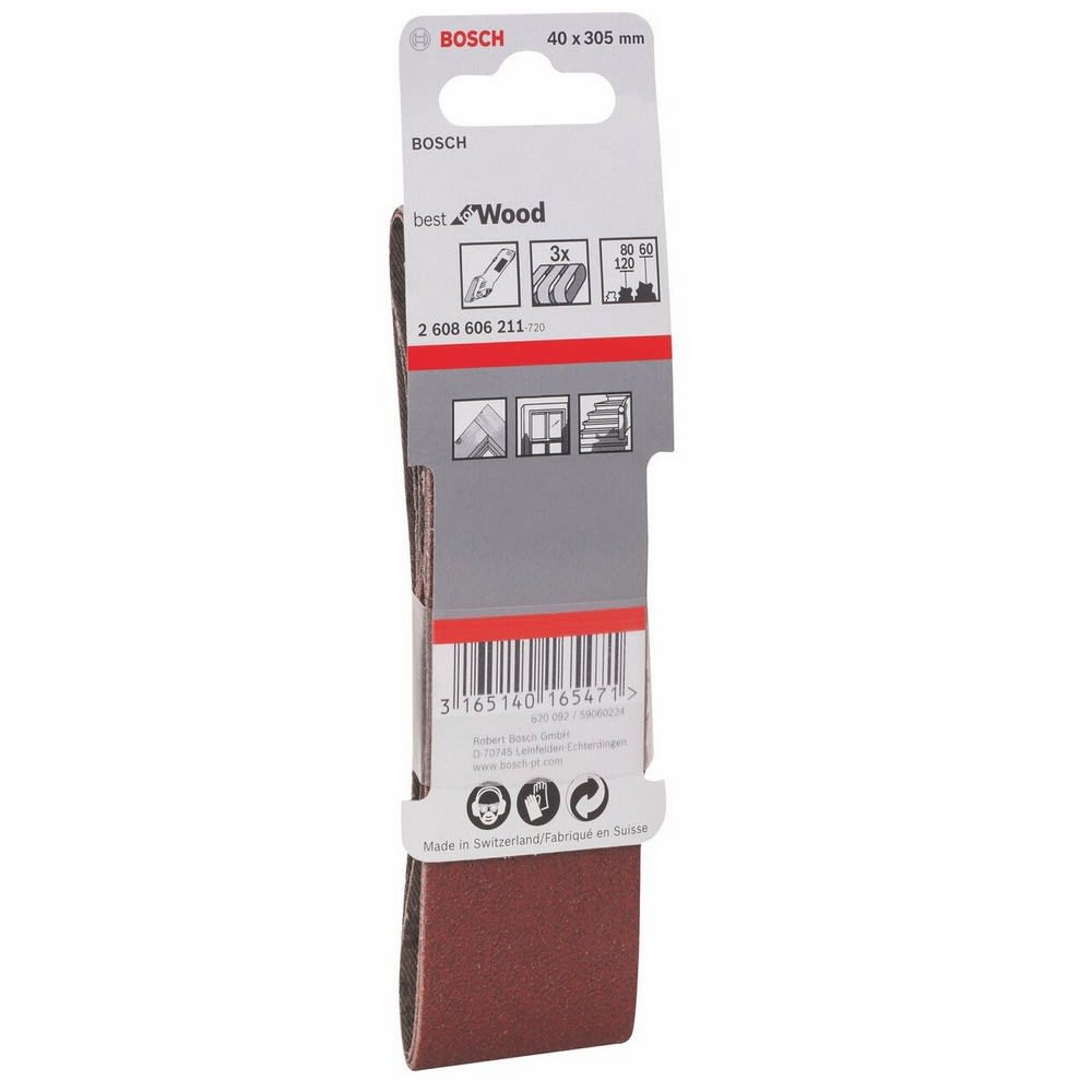Nastri Abrasivi 40x305 Assortiti Per 3 Per Levigatrice Bosch Nastri Abrasivi 40x305 Assortiti Per 3 Per Levigatrice Bosch