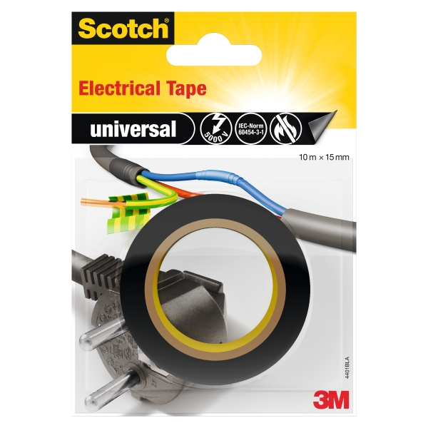 Nastro isolante Scotch 15 mm x 10 m - Realizzato in PVC - Isolamento ad alta tensione fino a 5000 V - Nero Nastro isolante Scotch 15 mm x 10 m - Realizzato in PVC - Isolamento ad alta tensione fino a 5000 V - Nero