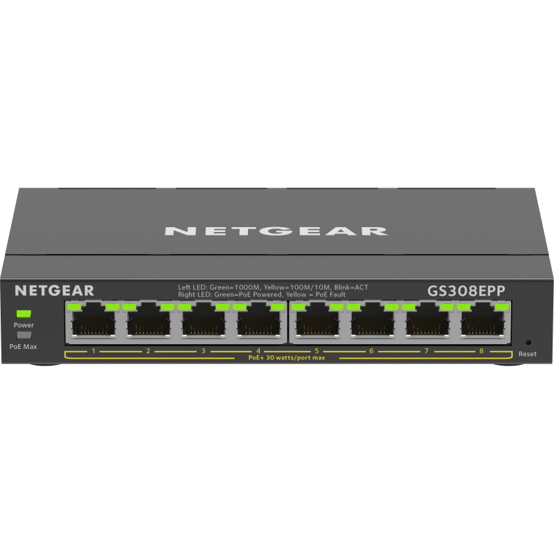 Netgear 8-port gigabit ethernet high-power poe+ plus switch (gs308epp) gestito l2/l3 gigabit ethernet (10/100/1000) supporto
