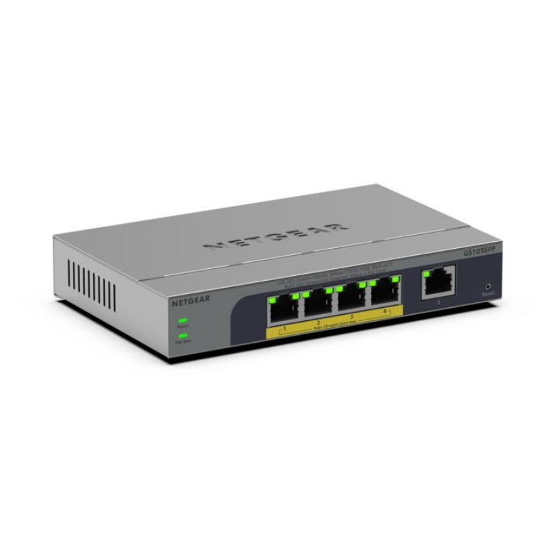Netgear gs105epp non gestito gigabit ethernet (10/100/1000) supporto power over ethernet (poe) montaggio da desktop/parete Netgear gs105epp non gestito gigabit ethernet (10/100/1000) supporto power over ethernet (poe) montaggio da desktop/parete