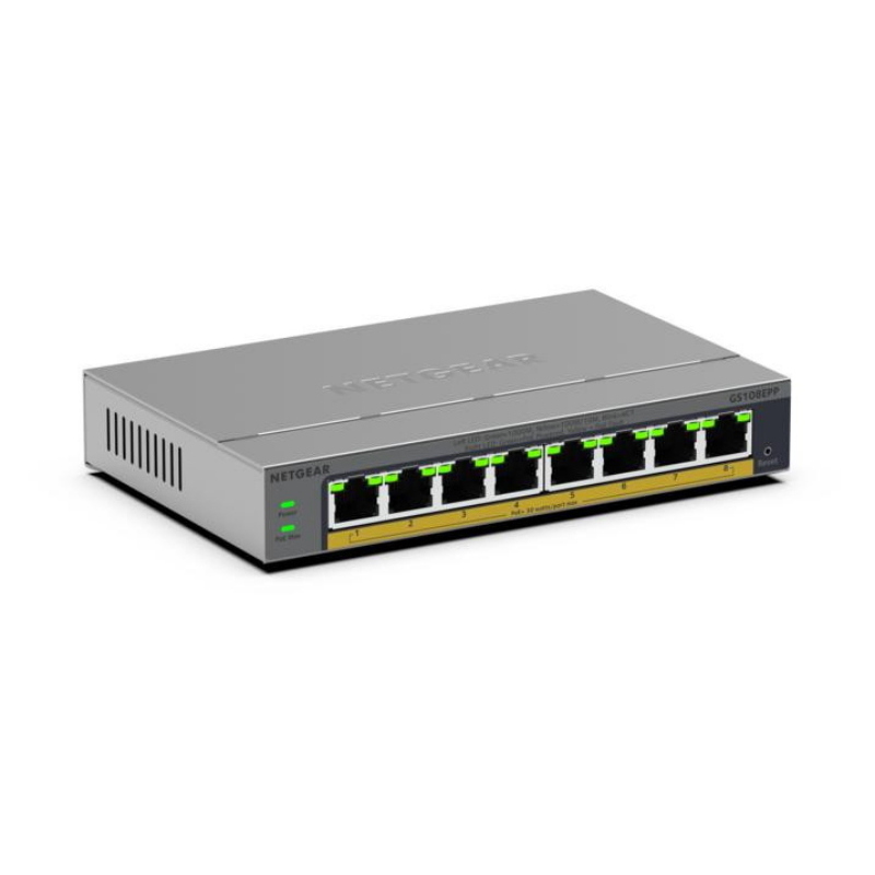 Netgear gs108epp non gestito gigabit ethernet (10/100/1000) supporto power over ethernet (poe) montaggio da desktop/parete