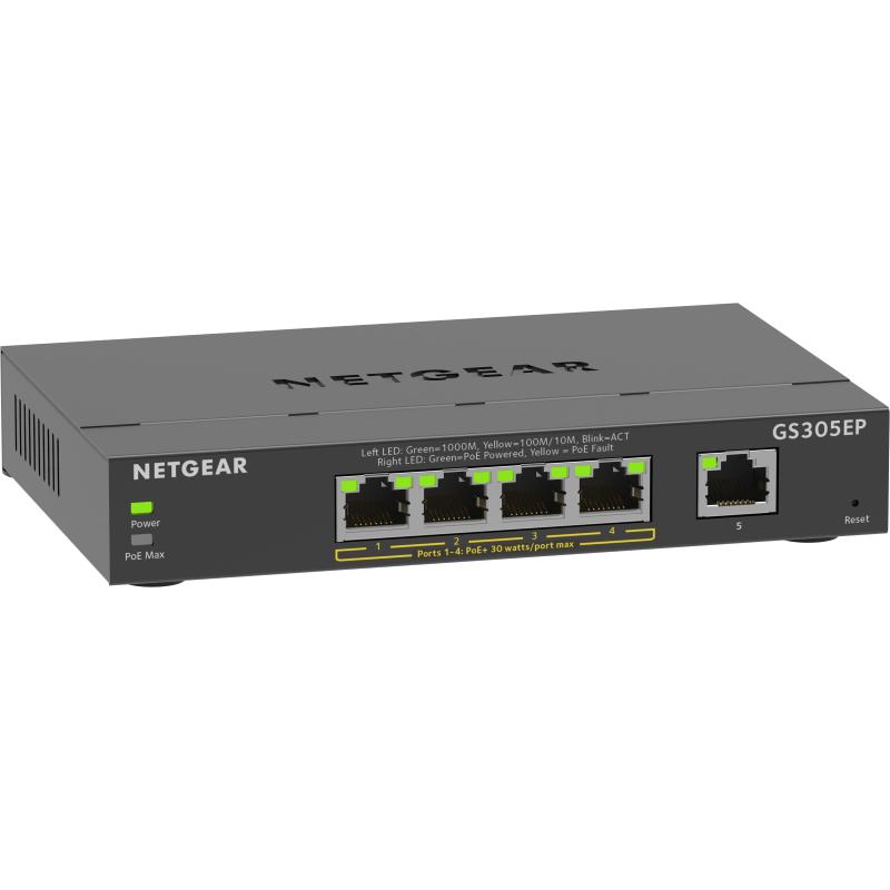 Netgear gs305ep switch 5 porte gestito l2/l3 gigabit ethernet (10/100/1000) nero supporto power over ethernet (poe) Netgear gs305ep switch 5 porte gestito l2/l3 gigabit ethernet (10/100/1000) nero supporto power over ethernet (poe)
